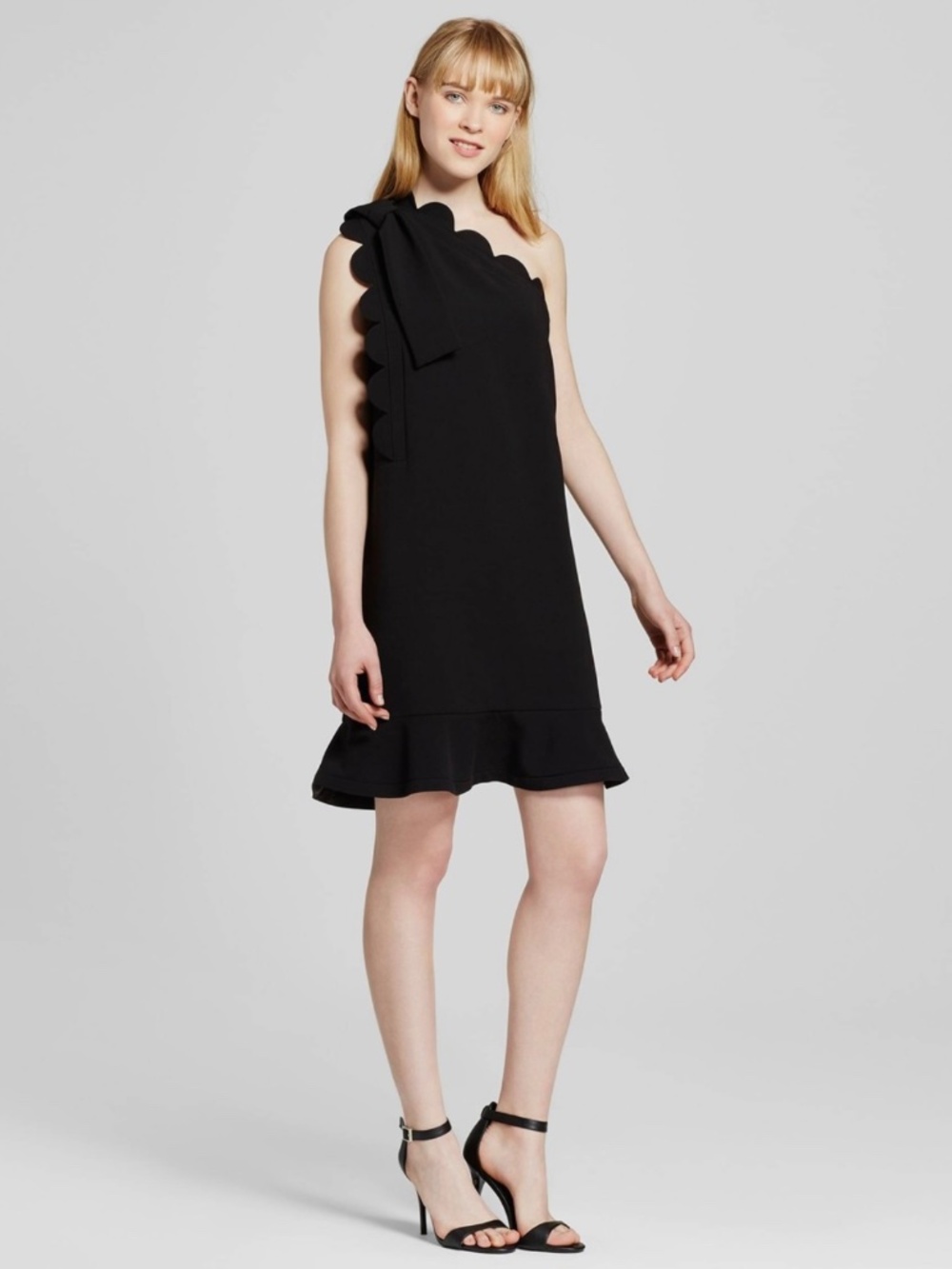Victoria Beckham for Target Black Sz XS One Shoulder Scallop Bow Dress NWT